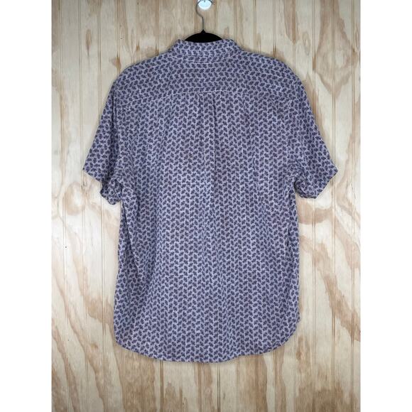 ROWM Men's Button-Down Eagle Bird Print Brown Blue Shirt Large Casual - Picture 7 of 8